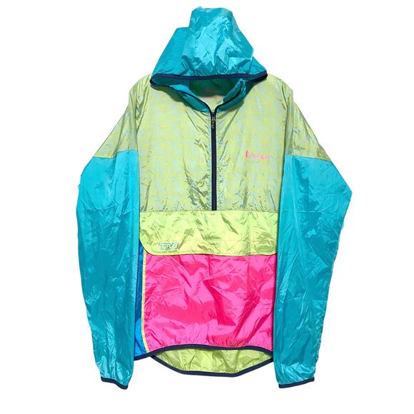 Cotopaxi Teva Teca Windbreaker Neon Color Block Pullover Hoodie Womens XL Mens L - Picture 1 of 10